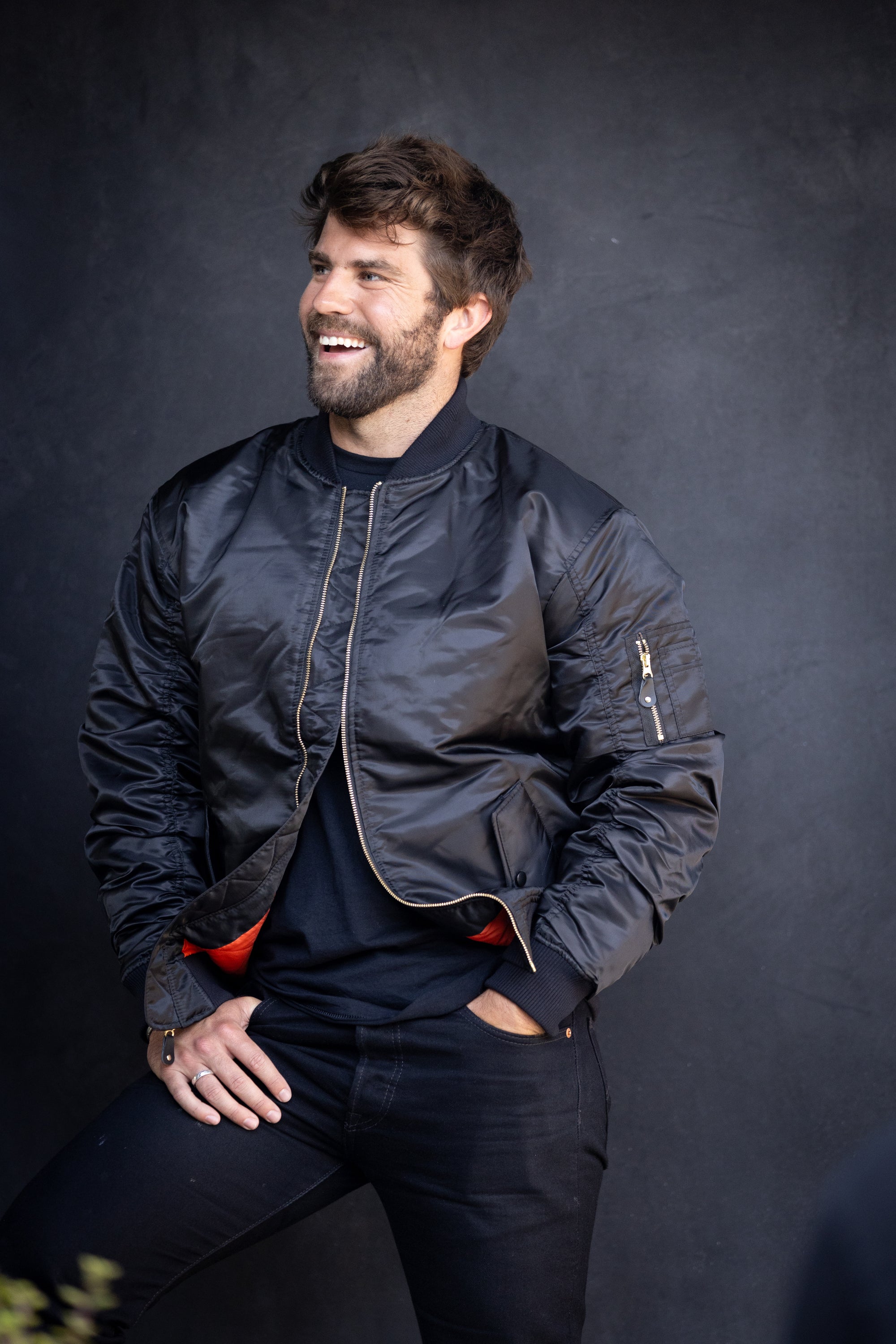 Men's Bomber Jacket With Gold Logo