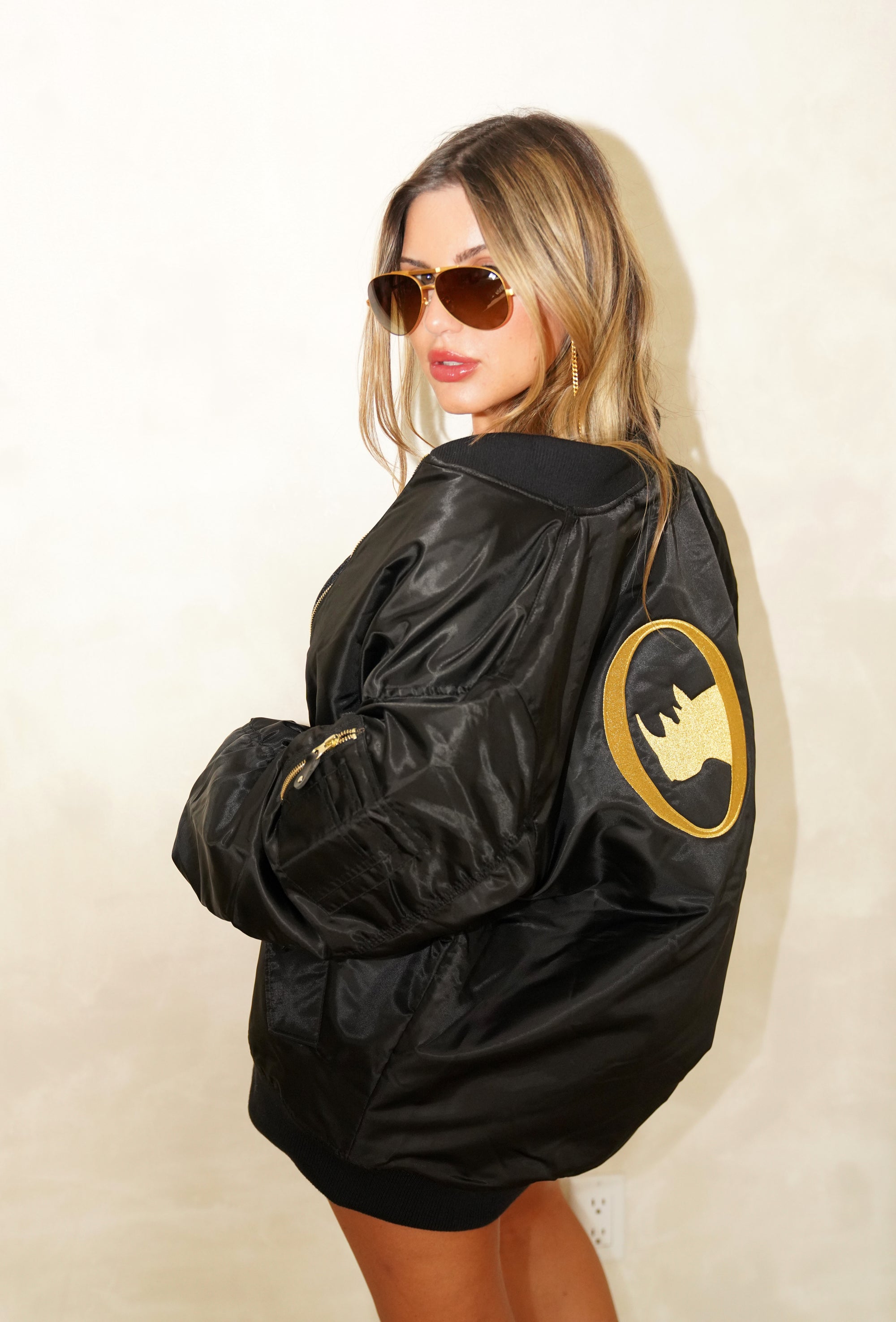 Men's Bomber Jacket With Gold Logo